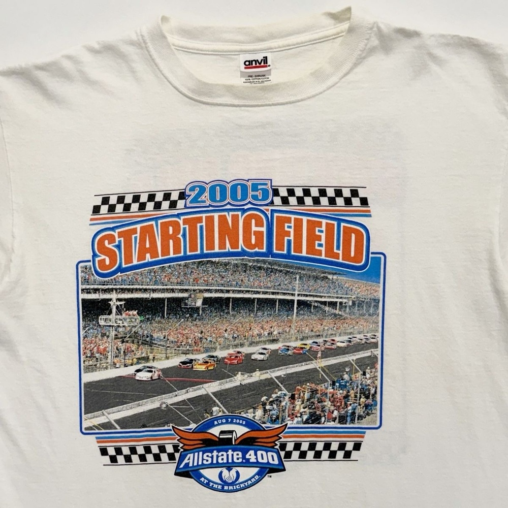 Vintage Y2K Allstate 400 at the Brickyard T-Shirt White L Anvil Graphic Tee